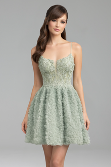 Sage Green A-Line Spaghetti Strap Mini - LAROSABRIDE