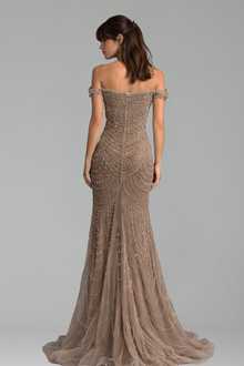 Off Shoulder Pearl Mermaid Dress - LAROSABRIDE