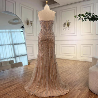 Shimmering Nude Beaded Gown