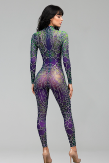 High-Neck Crystal Illusion Catsuit - LAROSABRIDE