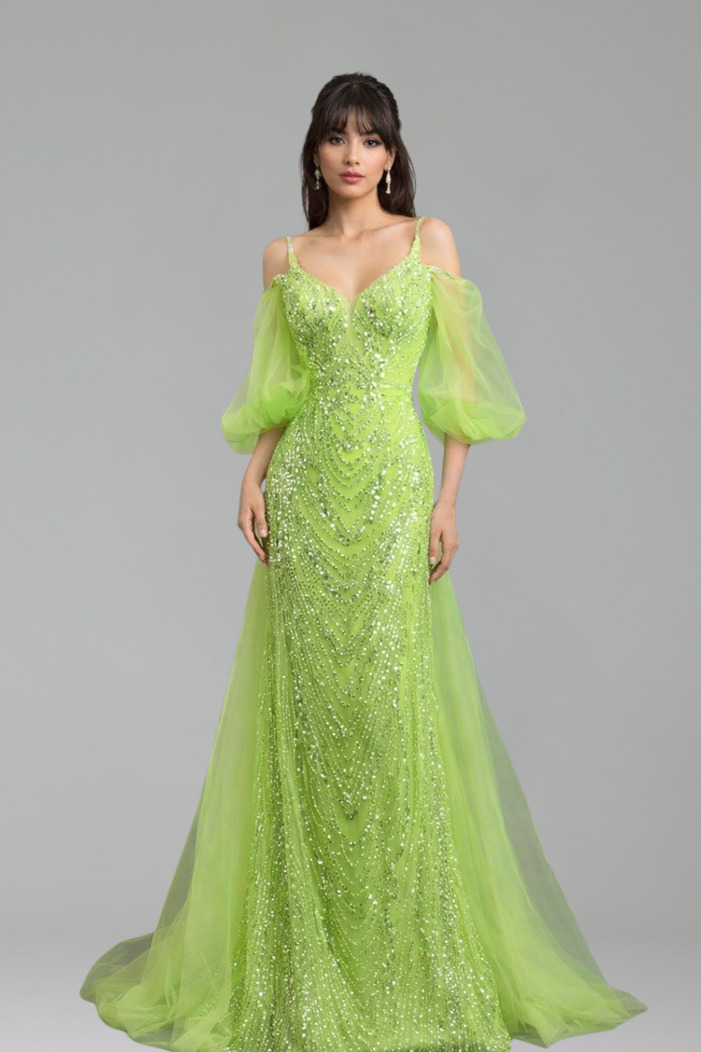 Spaghetti Strap Beaded Overskirt Dress - LAROSABRIDE