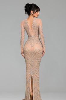 Chevron Crystal Illusion Gown - LAROSABRIDE