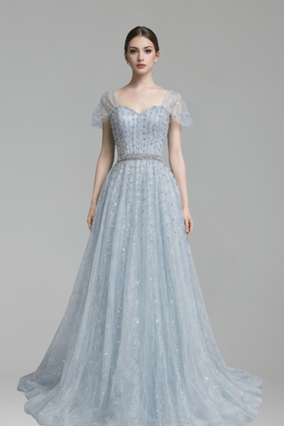 A-Line Beaded Backless Dress-Larosabride
