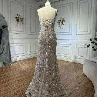 Ships in 2 to 5 Days -One-Shoulder Beaded Evening Dress with Crystal Embellishments for Formal Events