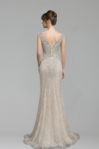 Beaded Sleeveless Mermaid Dress - LAROSABRIDE