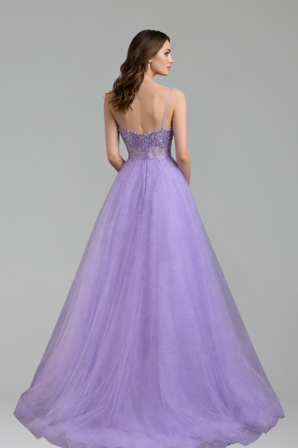 Spaghetti Strap Beaded A-Line Dress-Larosabride