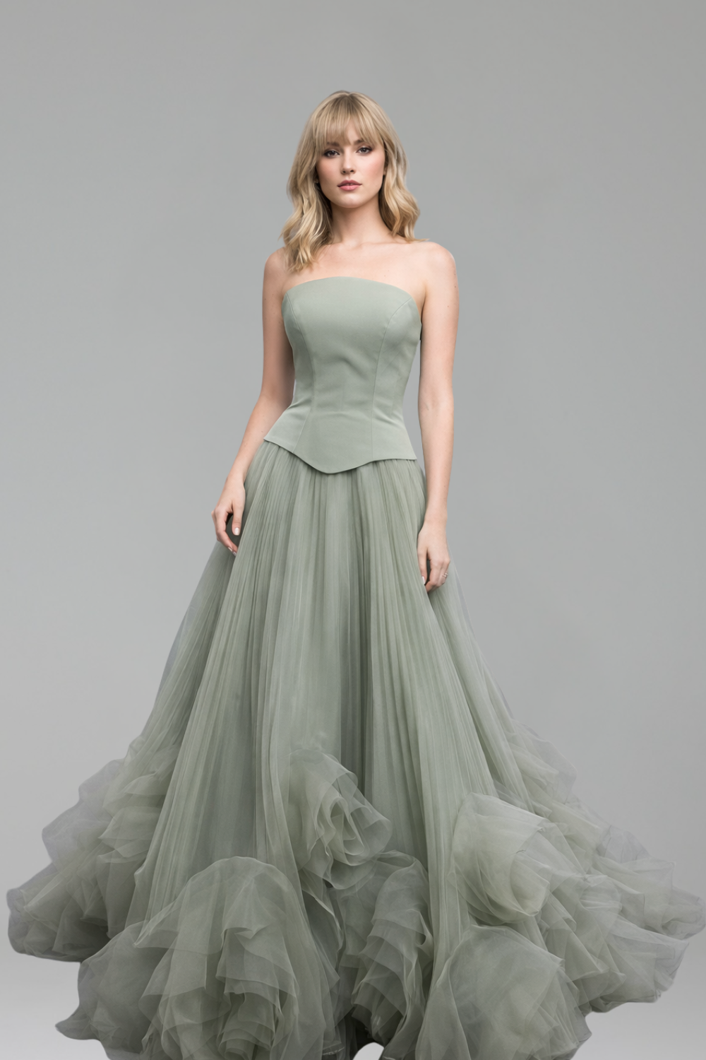Green 3D Flowers A Line Dresses - LAROSABRIDE