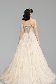Beaded Off-Shoulder Ball Gown - LAROSABRIDE