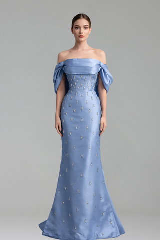 Off-Shoulder Satin Gown