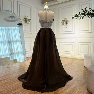 One-Shoulder Beaded Overskirt Gown