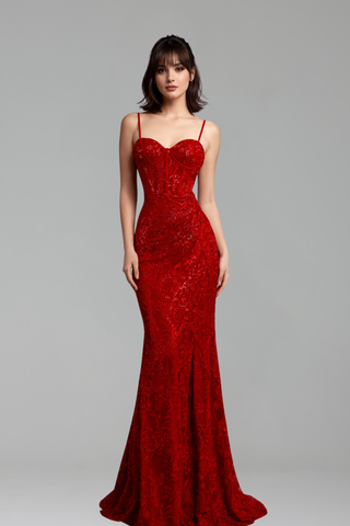 Spaghetti Strap Slit Gown - LAROSABRIDE