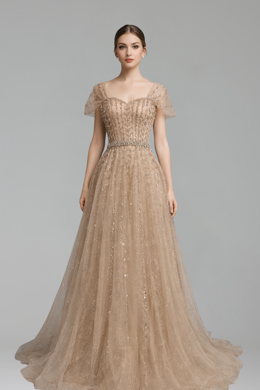 A-Line Beaded Backless Dress-Larosabride