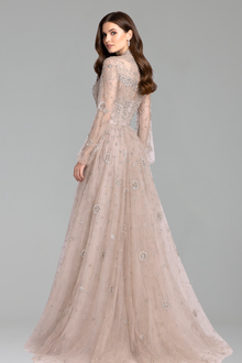 Embroidered High-Neck A-Line Gown-Larosabride