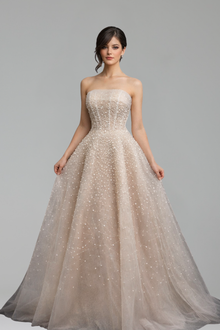 Strapless Beaded A-Line Evening Dress-Larosabride