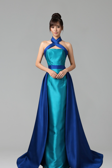 Criss Cross Halter Dress with Beaded - LAROSABRIDE