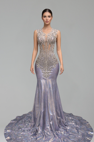 Beaded Mermaid Evening Gown