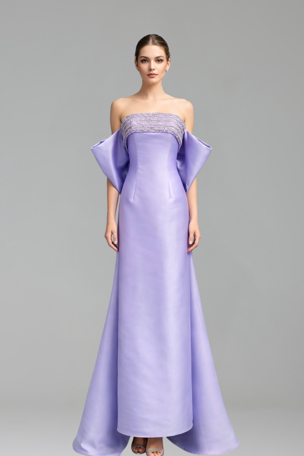 Satin Beaded Mermaid Jacket Dress-Larosabride