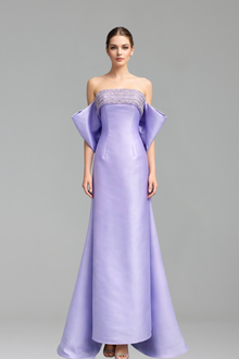 Satin Beaded Mermaid Jacket Dress-Larosabride