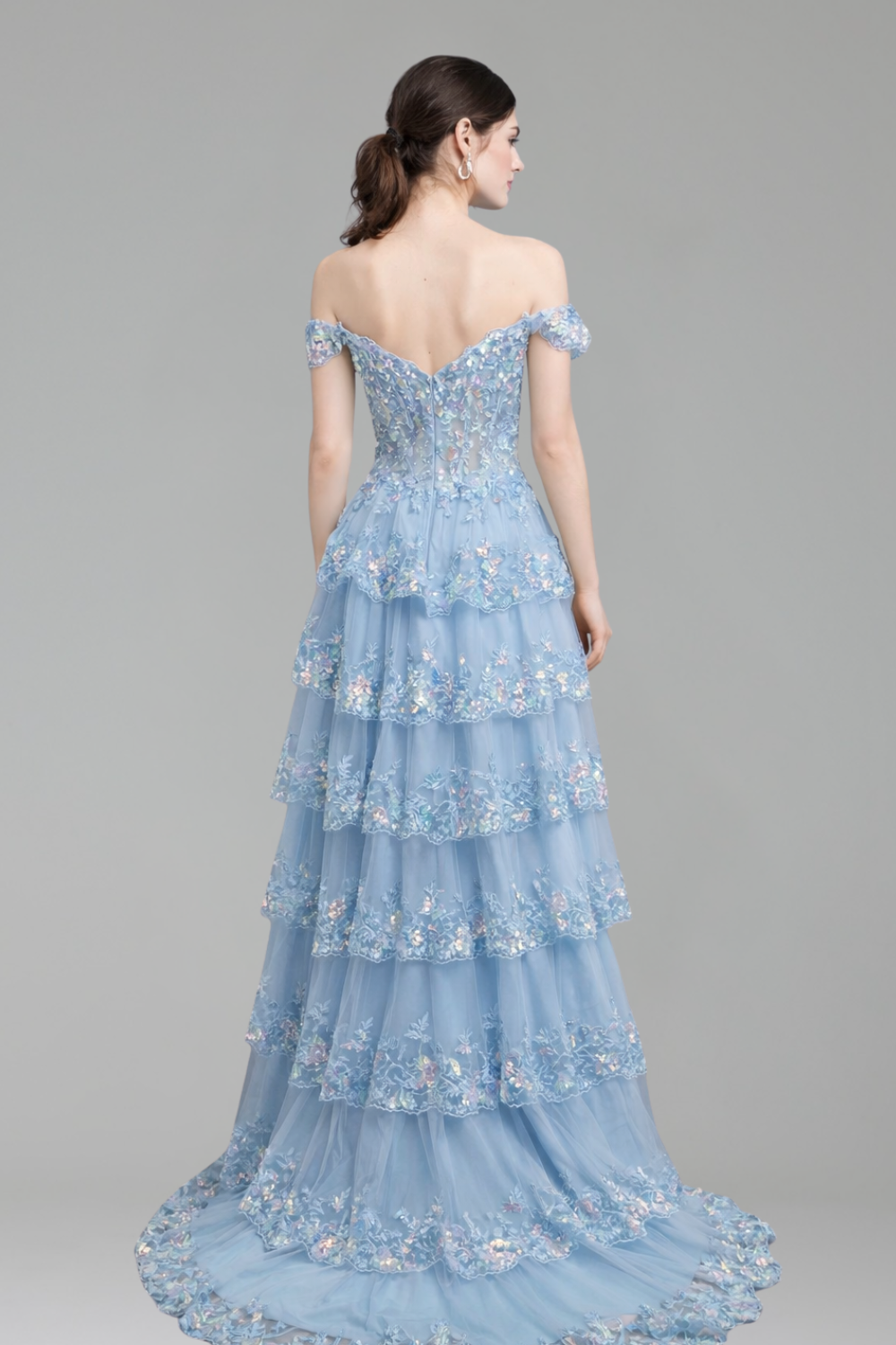 Spaghetti Strap High-Slit Lace A-Line Dress-Larosabride