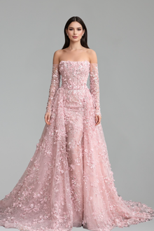 Strapless Lace-Up Overskirt Dress-Larosabride