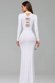 Embellished Cutout Slit Gown - LAROSABRIDE
