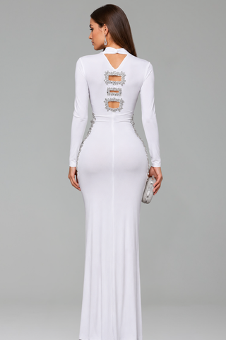 Embellished Cutout Slit Gown - LAROSABRIDE