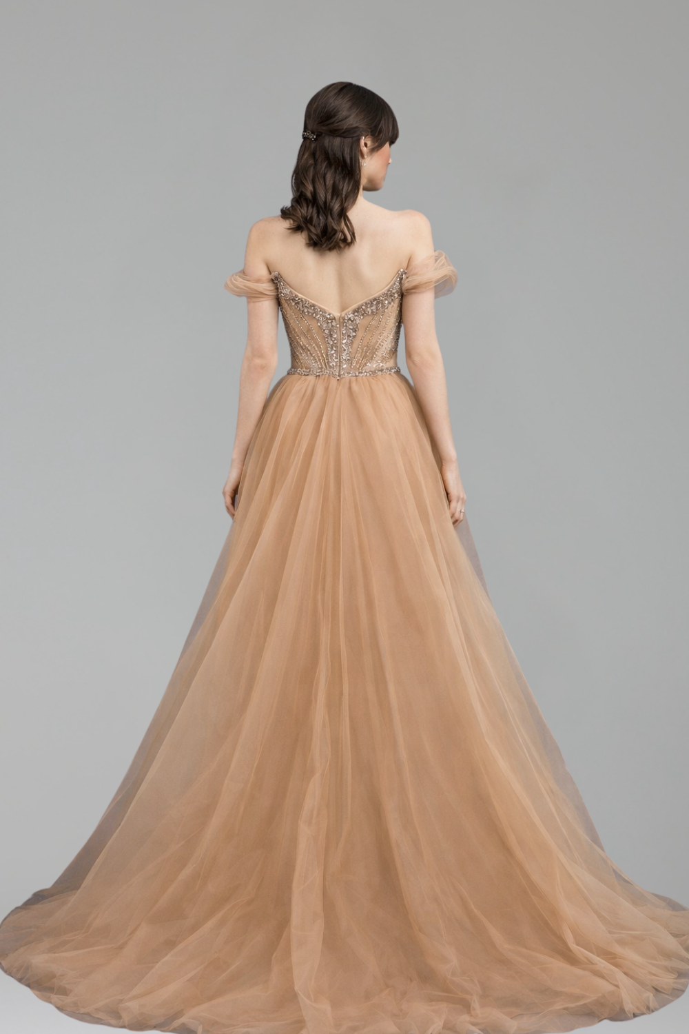 Beaded Overskirt Split Dress - LAROSABRIDE