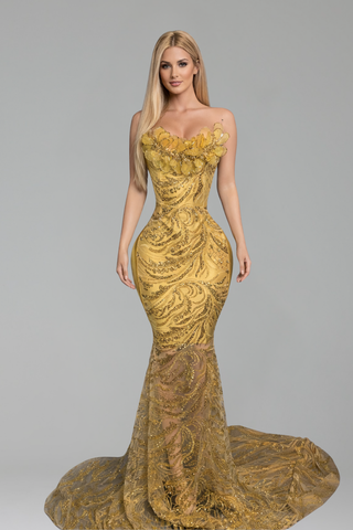 Off-Shoulder Embellished Gown