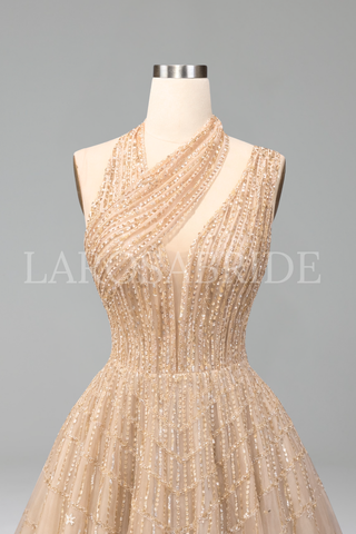 Beaded Lilac Evening Gown
