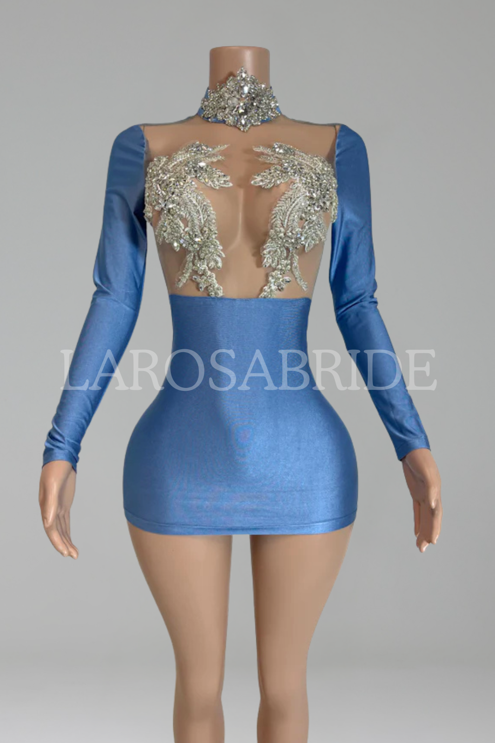 Mesh Panel Mini Dress-Larosabride
