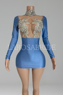 Mesh Panel Mini Dress-Larosabride