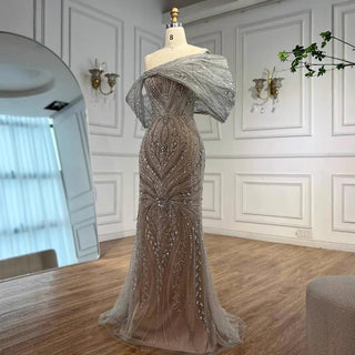 Ships in 2 to 5 Days - 2025 Customized Luxury Off-Shoulder Beaded Mermaid Evening Dress for Saudi Formal Occasions