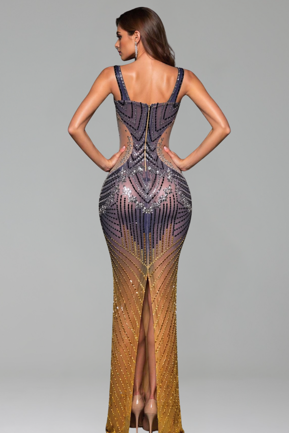 Geometric Crystal Illusion Evening Gown - LAROSABRIDE