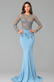 Illusion Lace Mermaid Evening Gown - LAROSABRIDE