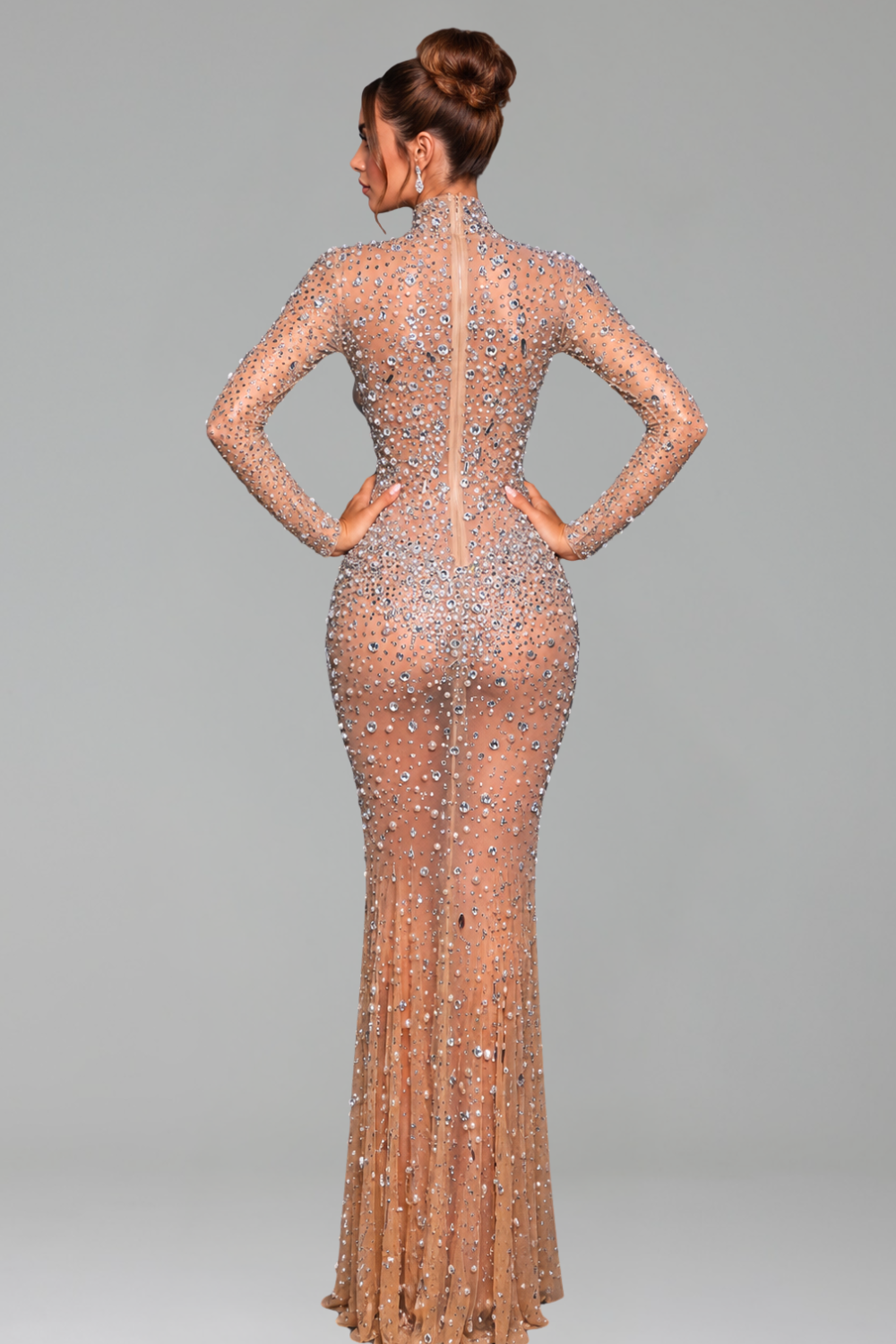 Crystal Embellished Cutout Gown - LAROSABRIDE