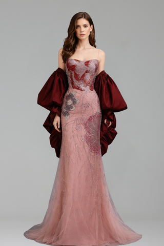 Cape Sleeves Evening Dress
