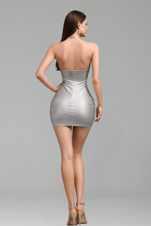 Gold Beaded Sheer Mini Dress - LAROSABRIDE