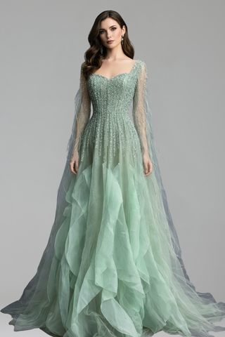 Beaded A-Line Evening Dress
