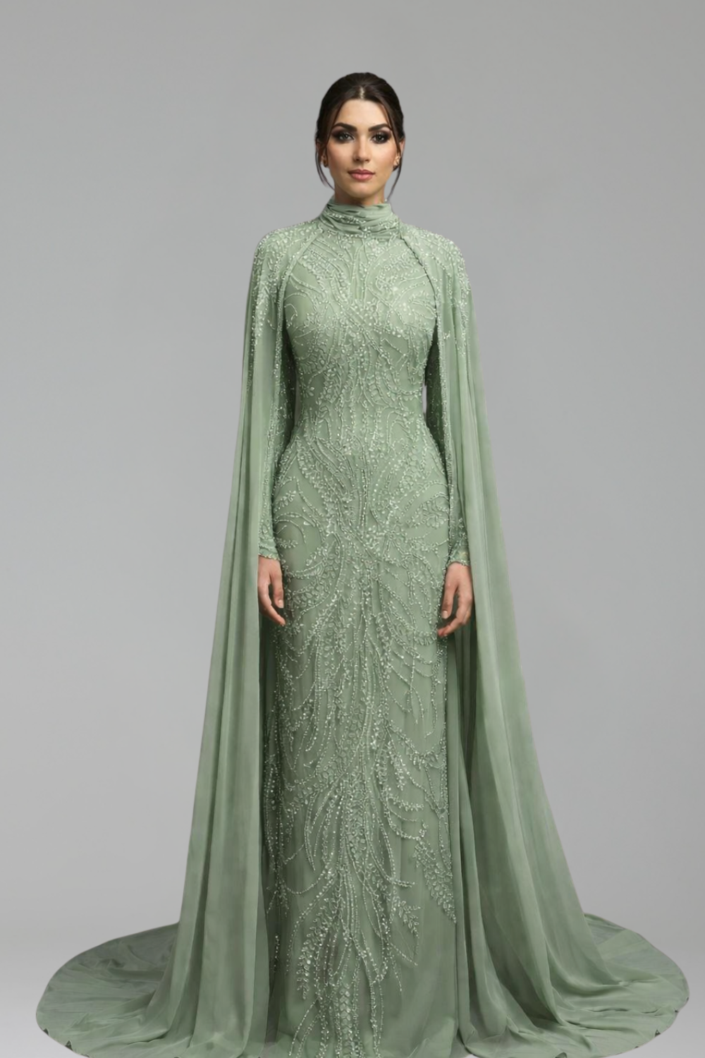 Emerald Beaded Cape Gown-Larosabride