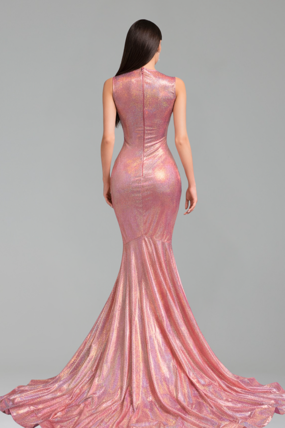 Embellished Illusion Drape Mermaid Gown - LAROSABRIDE