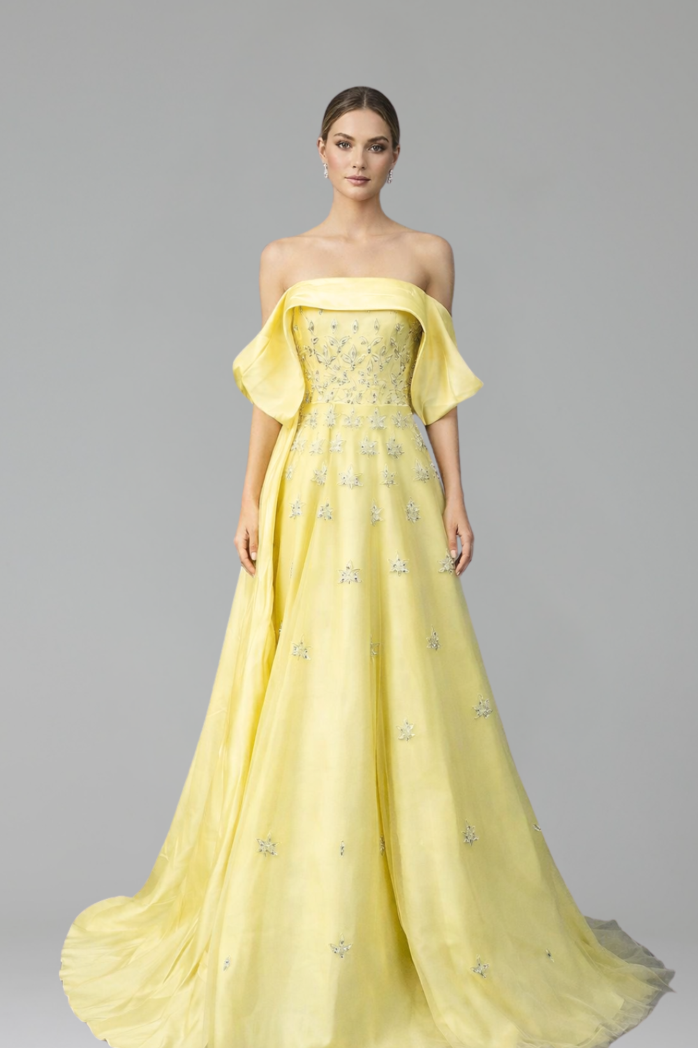 Embellished Yellow A-Line Gown-Larosabride