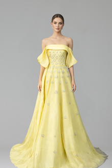 Embellished Yellow A-Line Gown-Larosabride