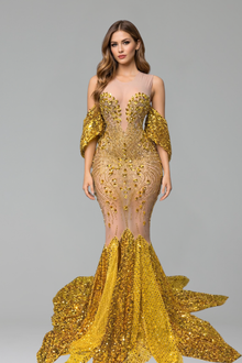 Sequin Mermaid Train Gown-Larosabride
