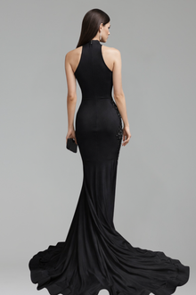 High Neck Embellished Cutout Mermaid Gown - LAROSABRIDE