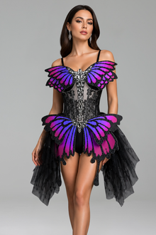 Butterfly Appliqu� Corset Mini Dress - LAROSABRIDE