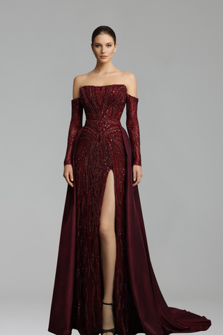 Strapless Beaded Overskirt Dress