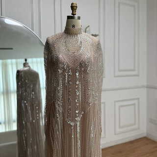 Ships in 2 to 5 Days -2025 Custom Champagne Luxury Kaftan Evening Dress – Elegant Gown for Weddings & Formal Parties