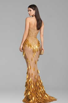 Strapless Illusion Leaf Gown - LAROSABRIDE