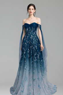 Strapless Beaded A-Line Dress-Larosabride
