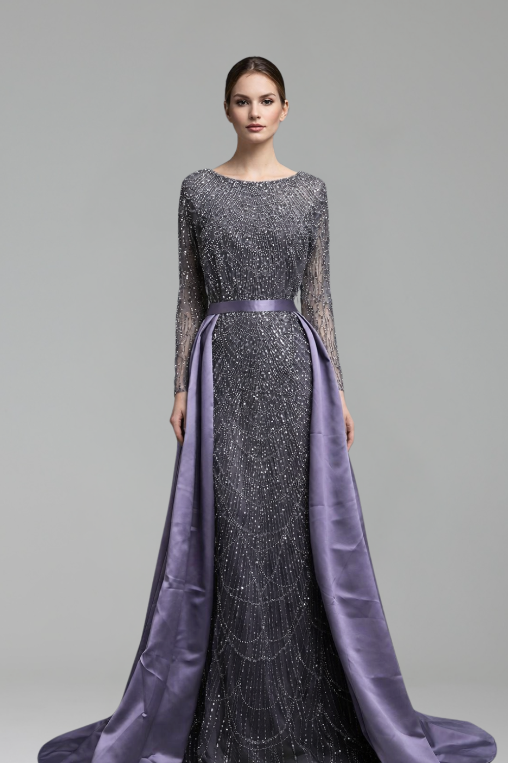 Pearl Beaded Mermaid Dress with Overskirt-Larosabride